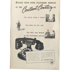 Vintage 1938 Bell Telephone Constant Courtesy Ad Advertisement